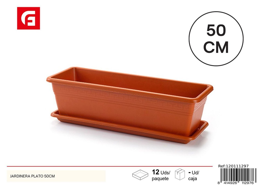 Jardinera de plástico + plato 50 cm - Macetas para jardín