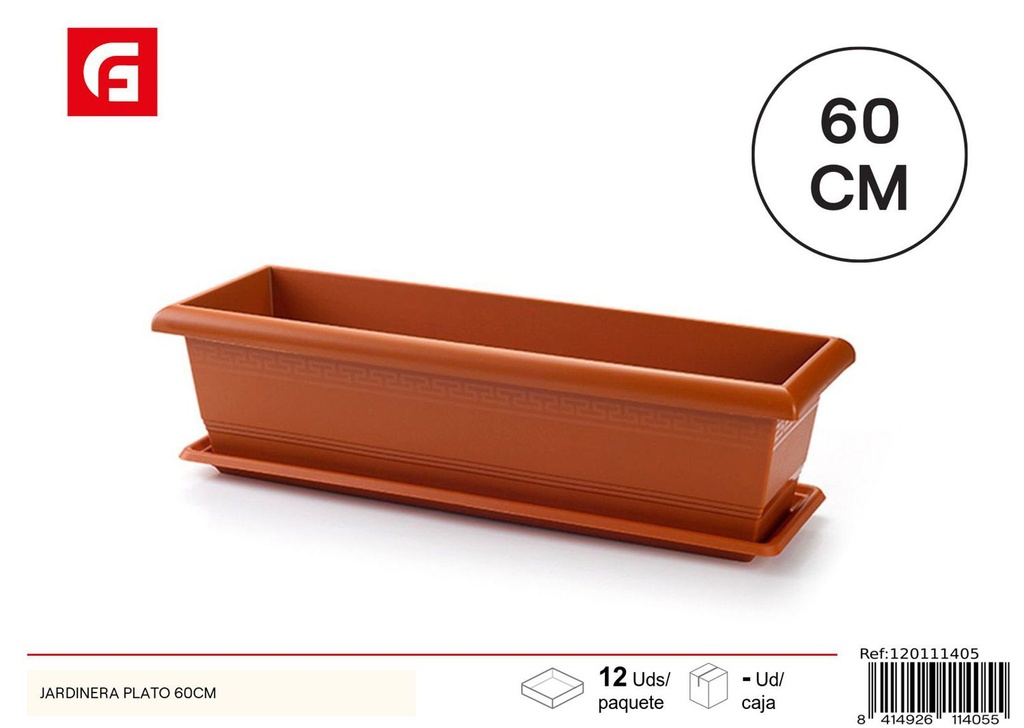 Jardinera de plástico con plato 60 cm - Maceta para jardín