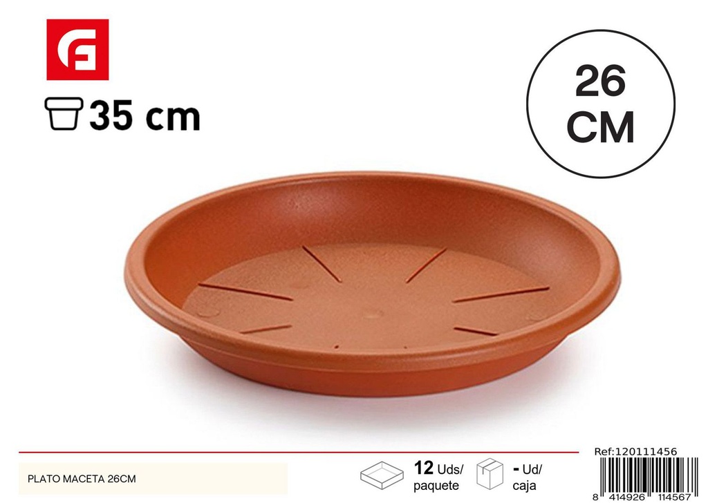 Plato para maceta de 26cm - Jardinería y decoración