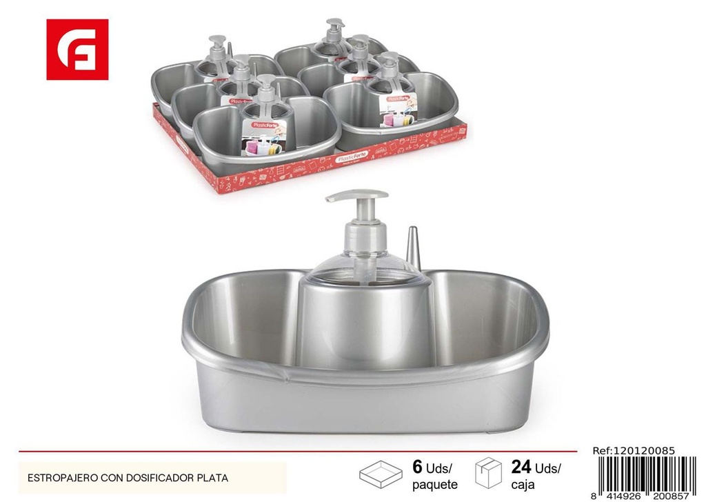 Estropajero con dosificador de plata para cocina