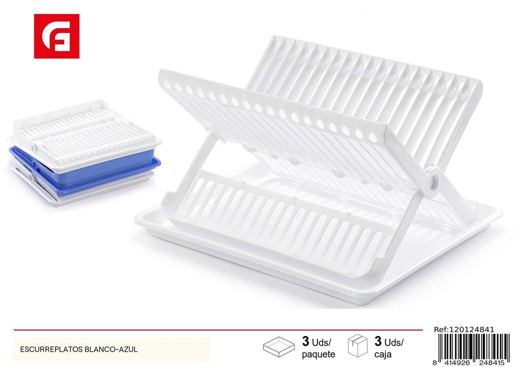 Escurridor de platos blanco-azul - Accesorios de cocina
