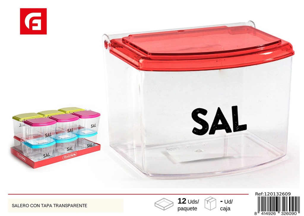 Salero con tapa transparente para cocina y especias