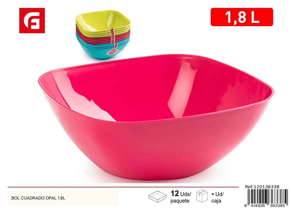 Bol cuadrado de plástico opal 1.8L - Accesorios de cocina