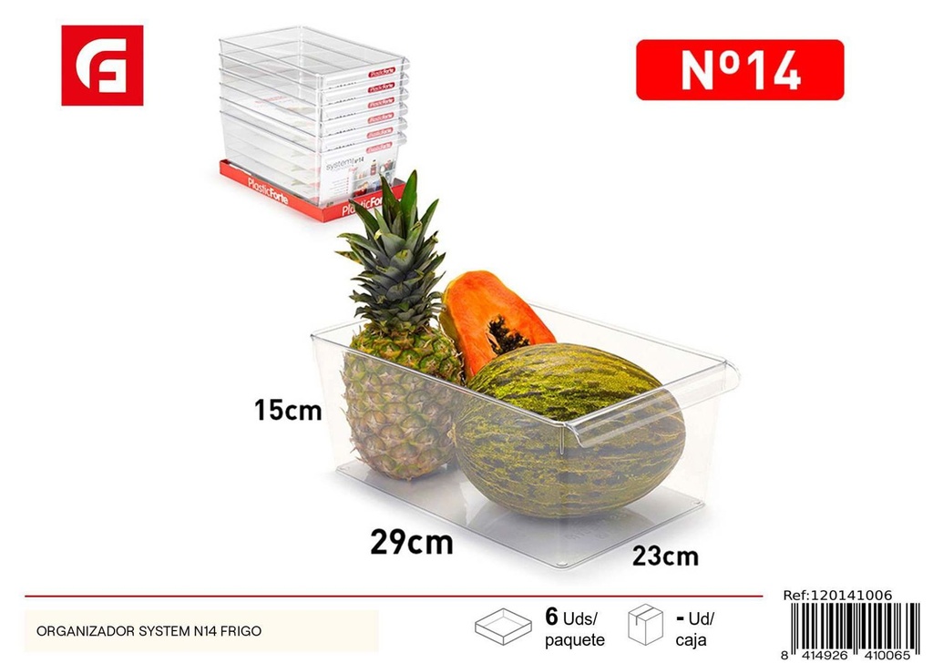 Organizador de refrigerador 14 - Almacenamiento de plástico para cocina