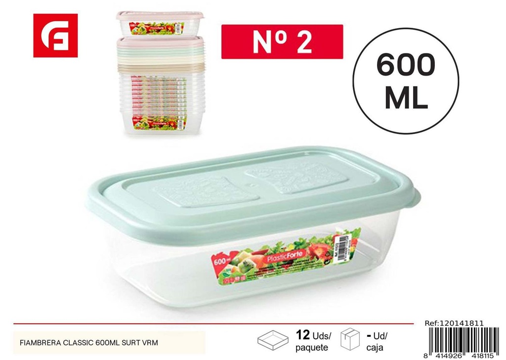 Fiambrea Classic 600ml surtido - Envase de plástico para comida