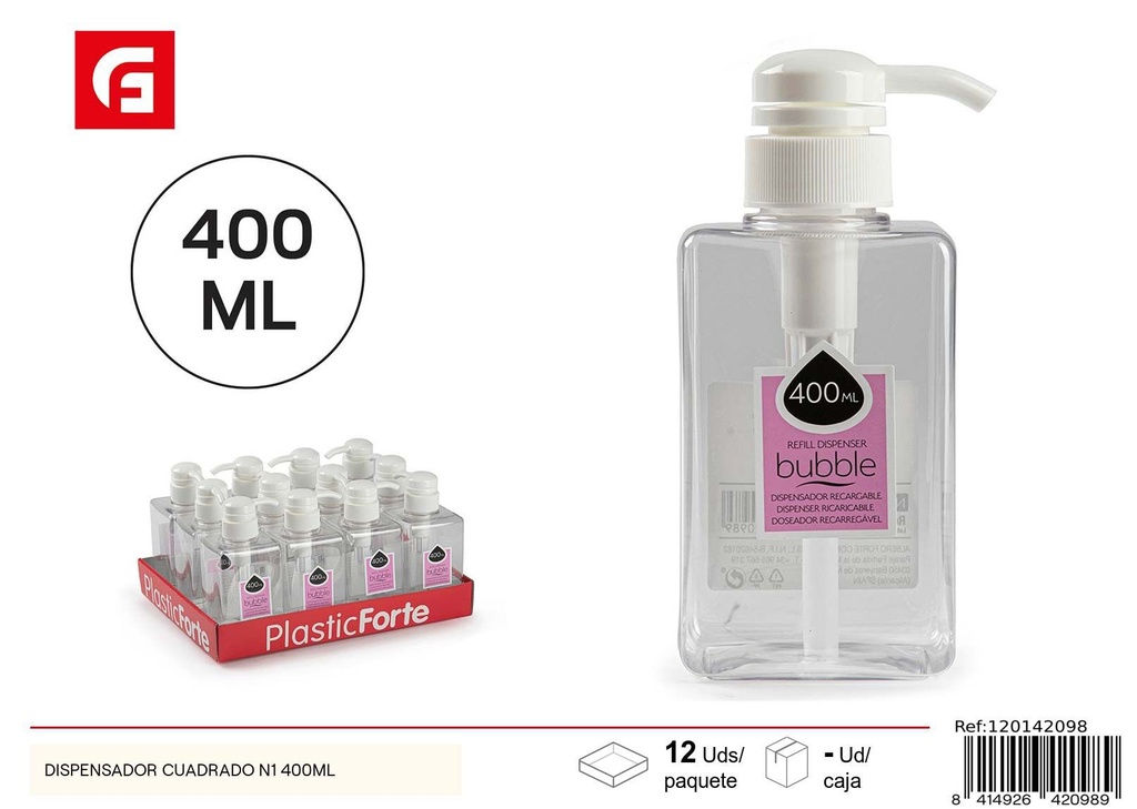 Dispensador cuadrado 400ml - Accesorios de cocina