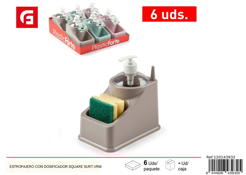 Estropajero con dosificador square surtido 6 uds - Organización de cocina