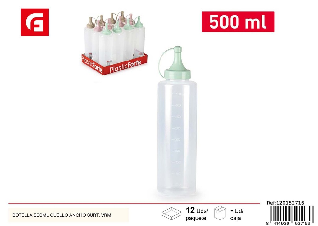 Botella de condimentos 500 ml cuello ancho surtido VRM - Accesorios de cocina