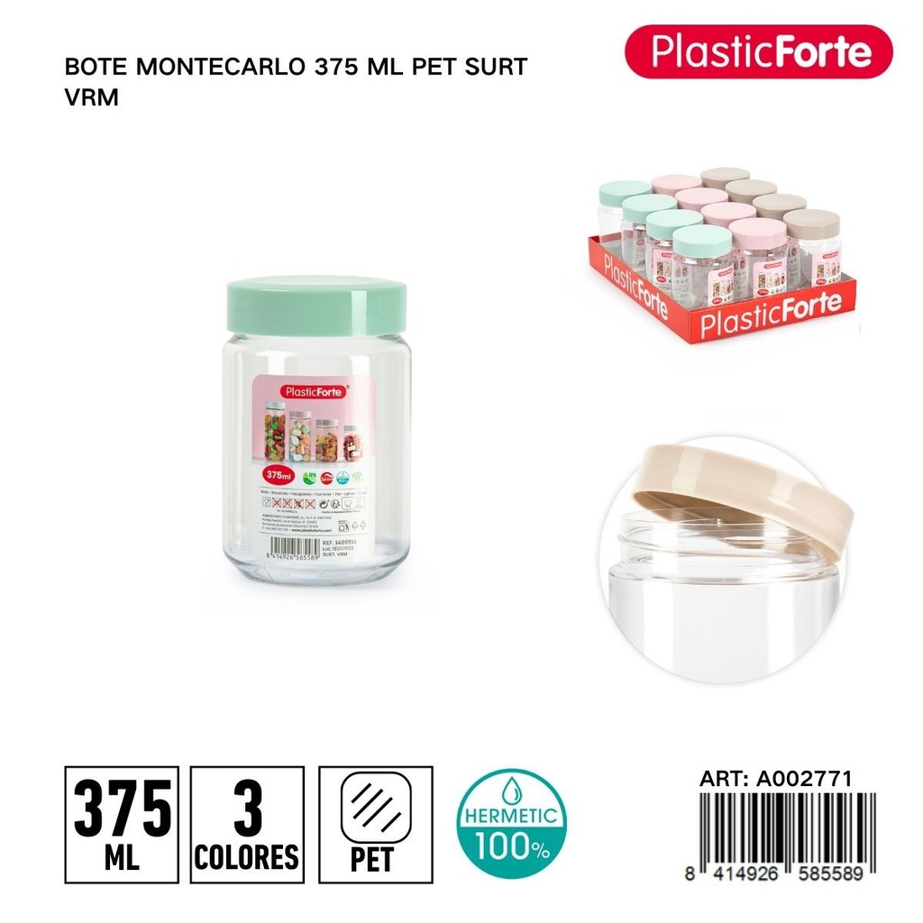 Tarro plástico Montecarlo 375ml para cocina
