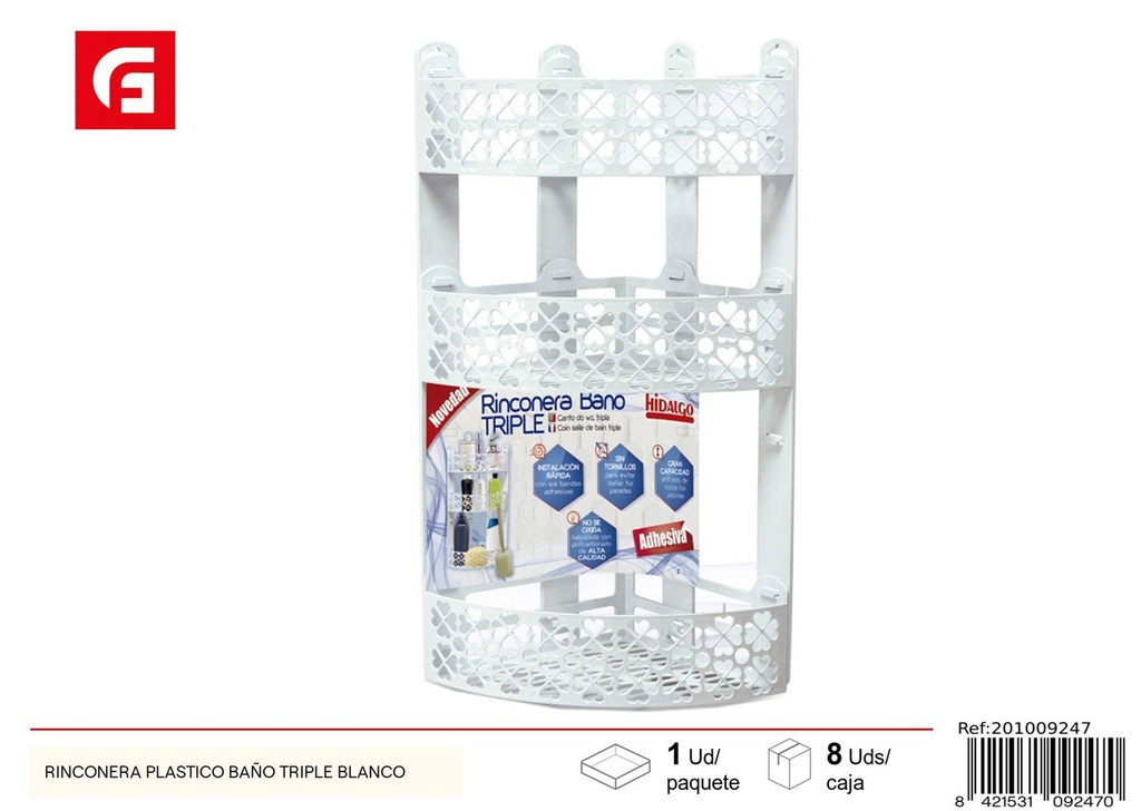 Rincón de plástico baño triple blanco - Artículos de baño