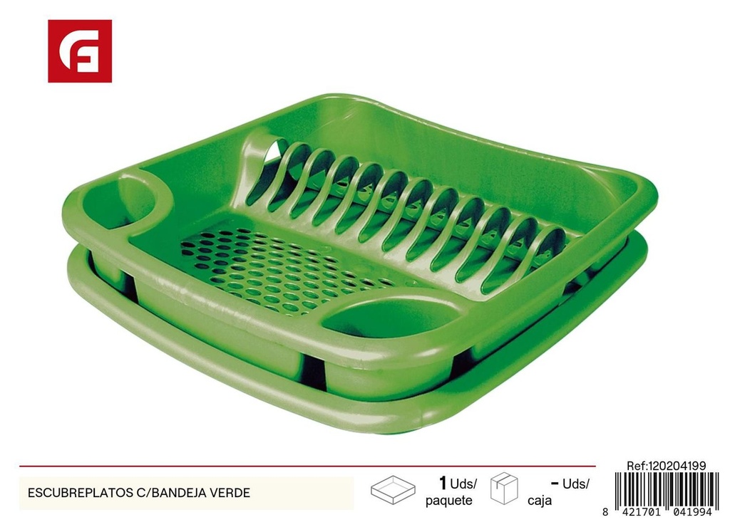 Escurridor de platos con bandeja verde - Accesorios de cocina