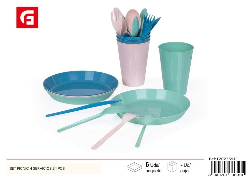 Set de picnic 4 servicios 24 pcs - Utensilios de cocina