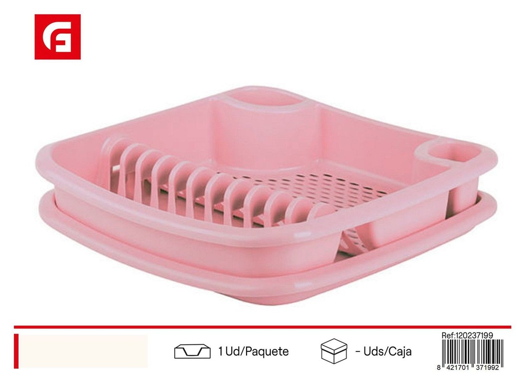 Escurridor de plato con bandeja rosa - Accesorios de cocina