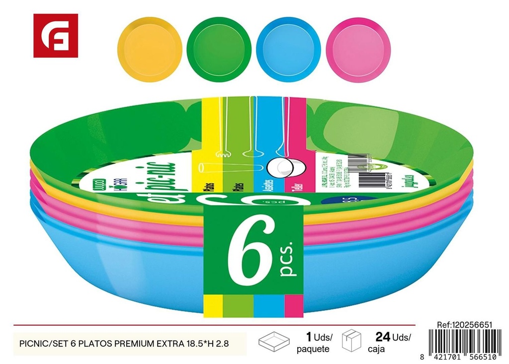 Set de 6 platos premium 18.5*H 2.8 - Utensilios de mesa