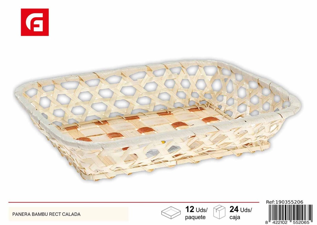 Panera de bambú rectangular calada - Decoración y almacenamiento