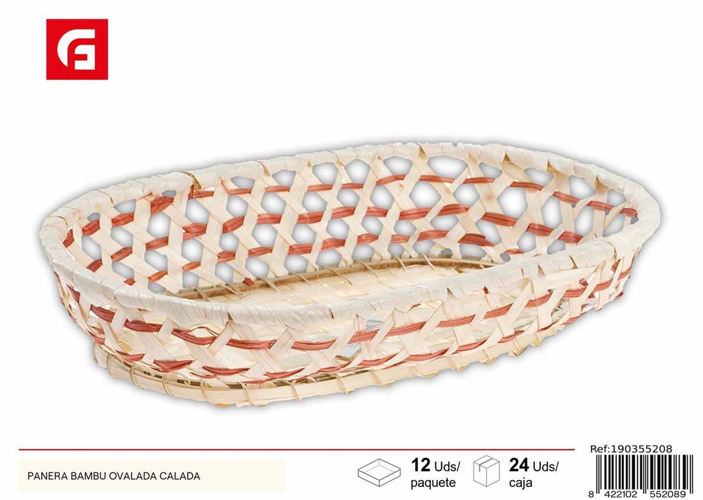 Cesta de bambú ovalada calada - Decoración y cestas