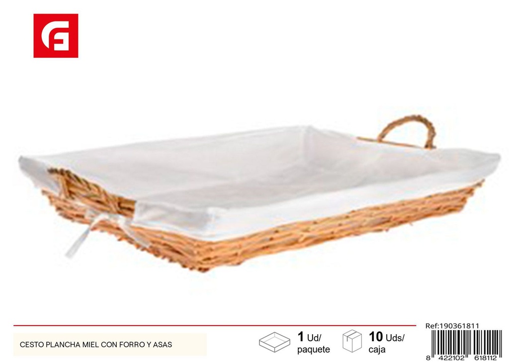 Cesto de plancha miel con forro y asas - Decoración del hogar