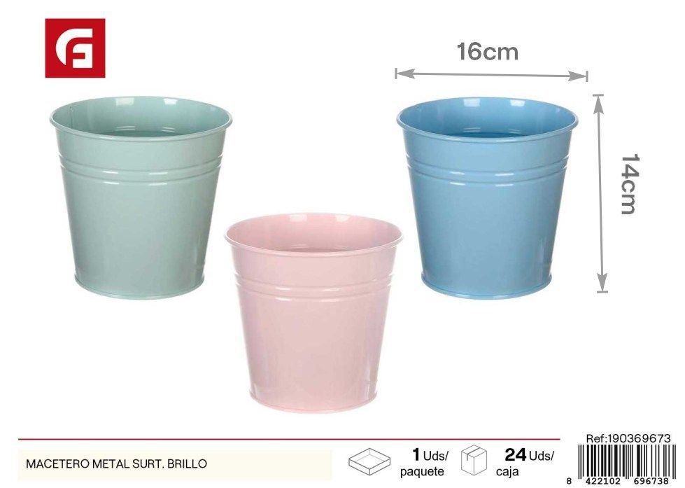 Macetero metal surtido brillo para decoración de jardines