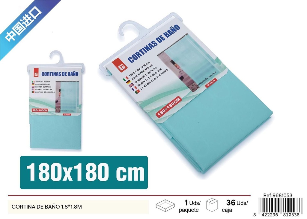 Cortina de baño 1.8x1.8m - Accesorios para baño