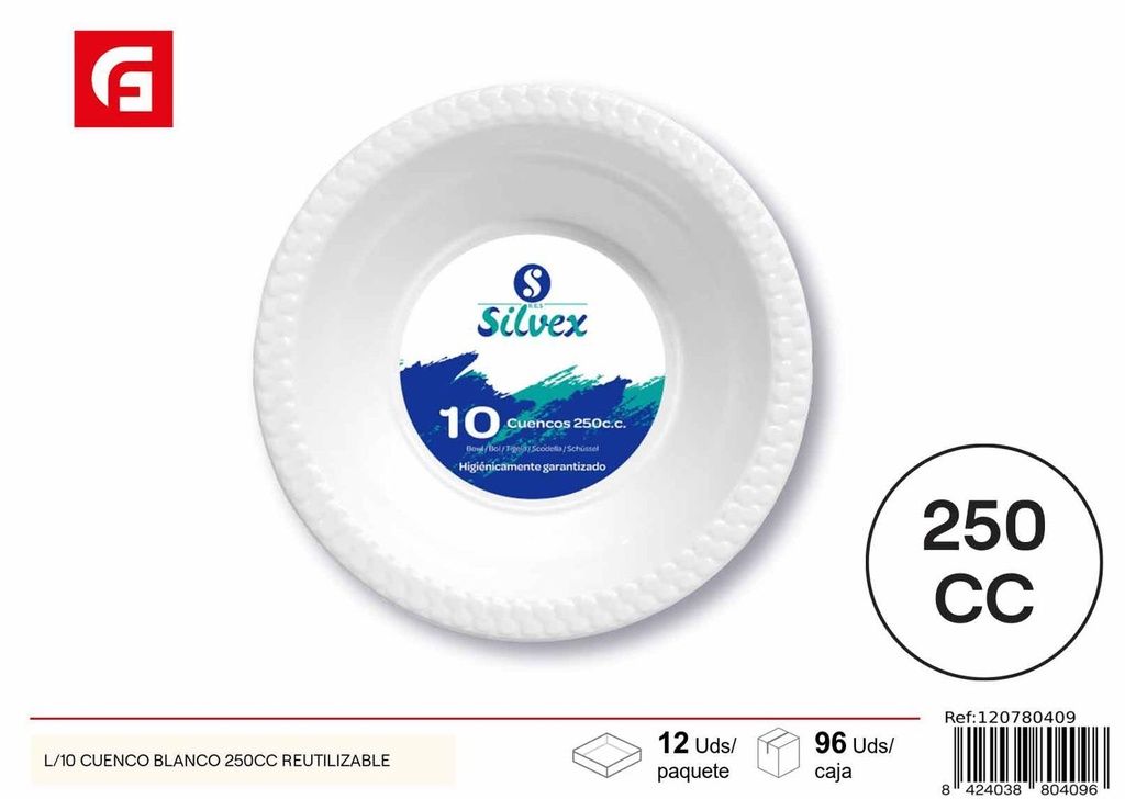 Cbowl desechable 250cc blanco 10 unidades - Utensilios desechables
