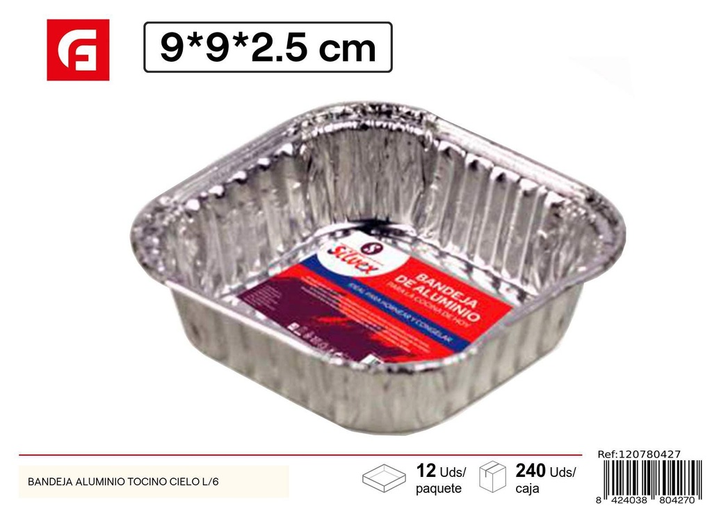Bandeja de aluminio desechable tocino cielo L/6 - Utensilios desechables de cocina