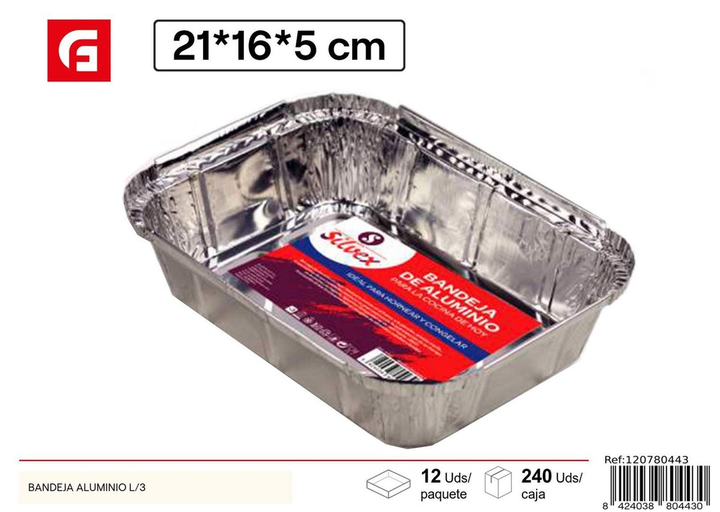 Bandeja de aluminio L/3 - Utensilios desechables de cocina