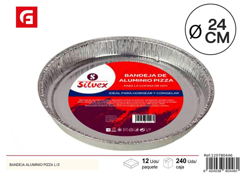 Bandeja de aluminio pizza L/2 - Utensilios desechables de cocina