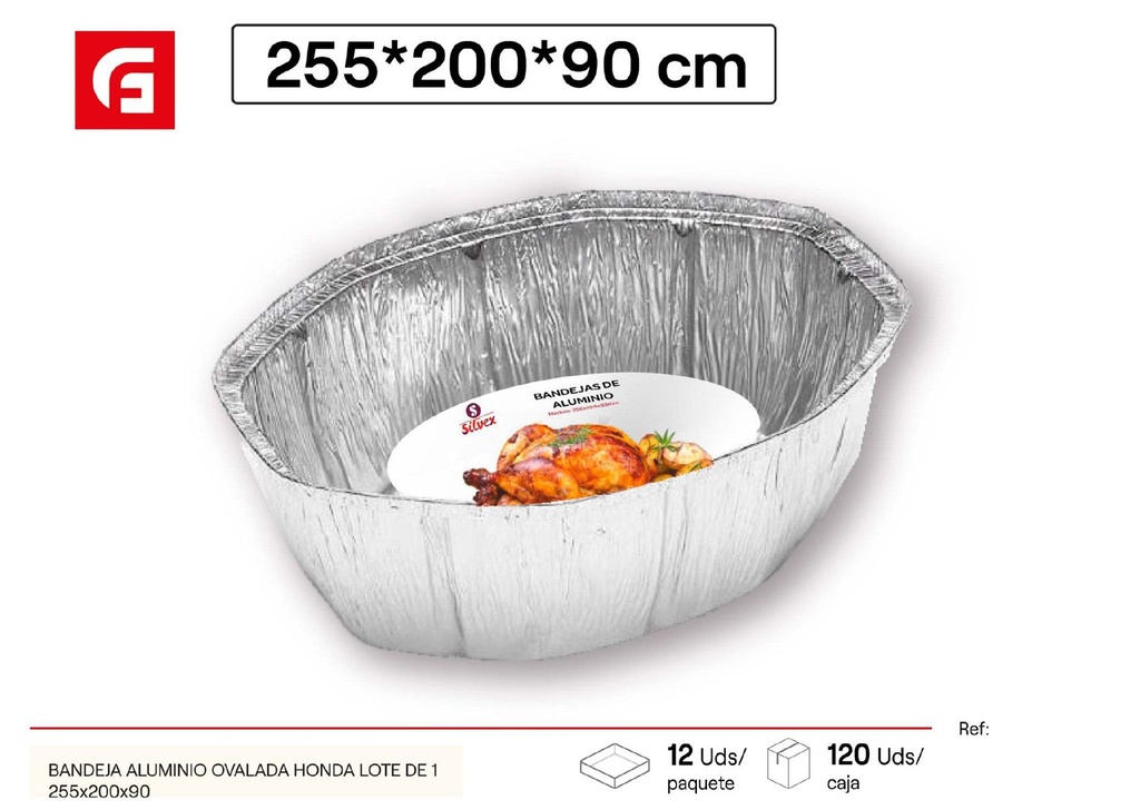 Bandeja de aluminio ovalada honda L.1 - Utensilios desechables de cocina