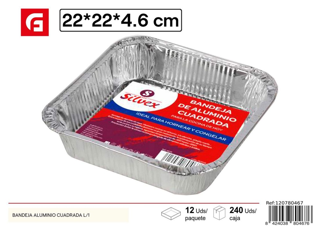 Bandeja de aluminio cuadrada L/1 - Utensilios desechables de cocina