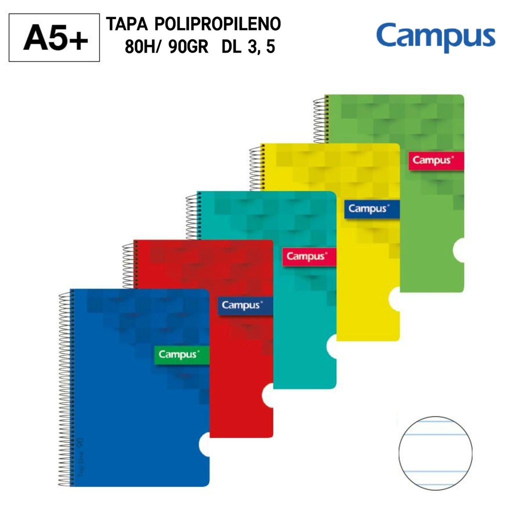 BLOC ESPIRAL A5+ 80H/ 90GR DL 3.5 - Papelería 