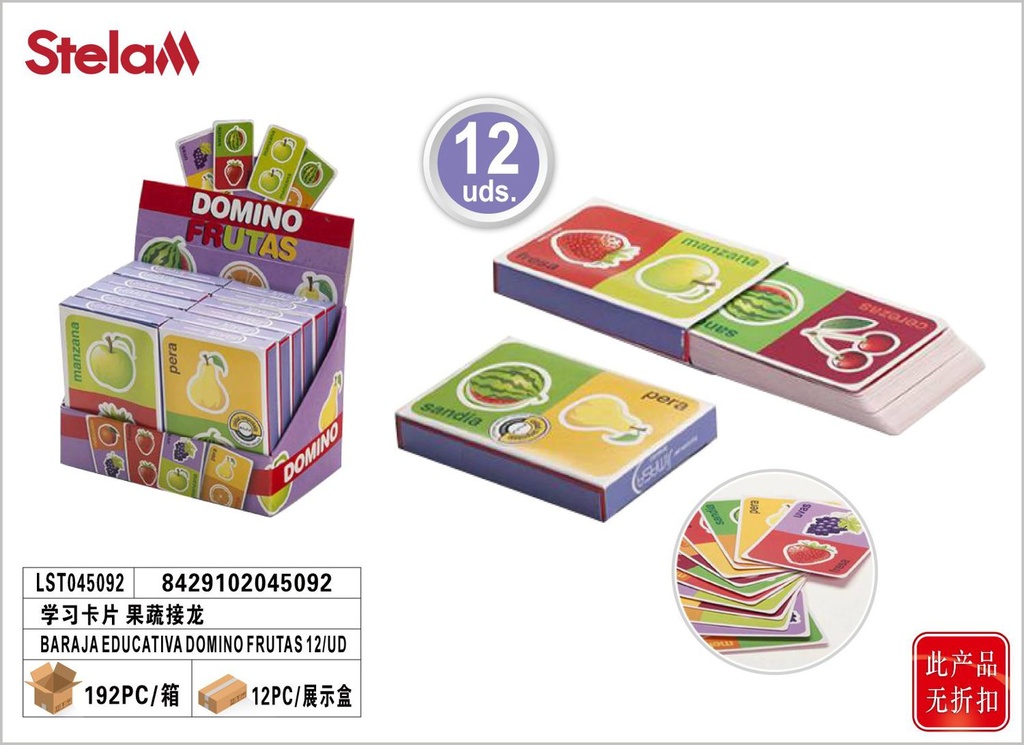 Bara de cartas Ed. Dominó Frutas - Juegos educativos y juguetes