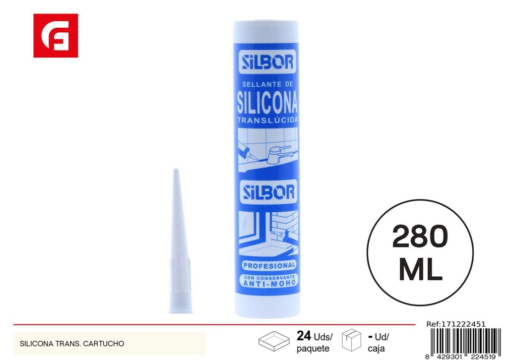 Silicona transparente cartucho - Material de construcción