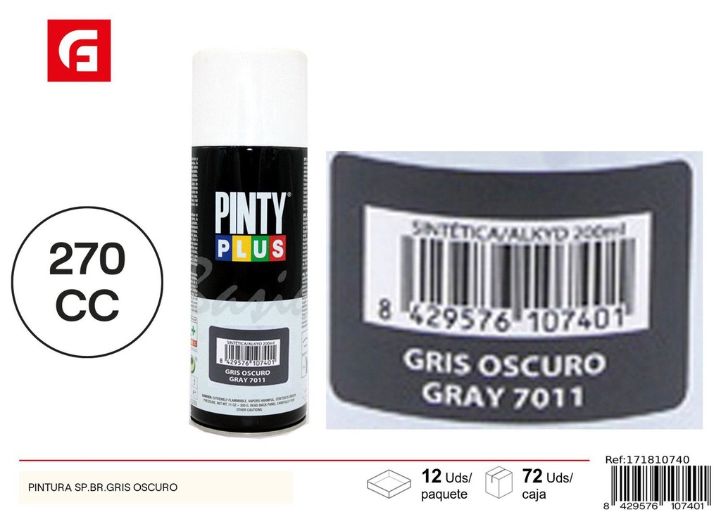 Aerosol Pintyplus gris oscuro 7011 270cc - Pintura calidad