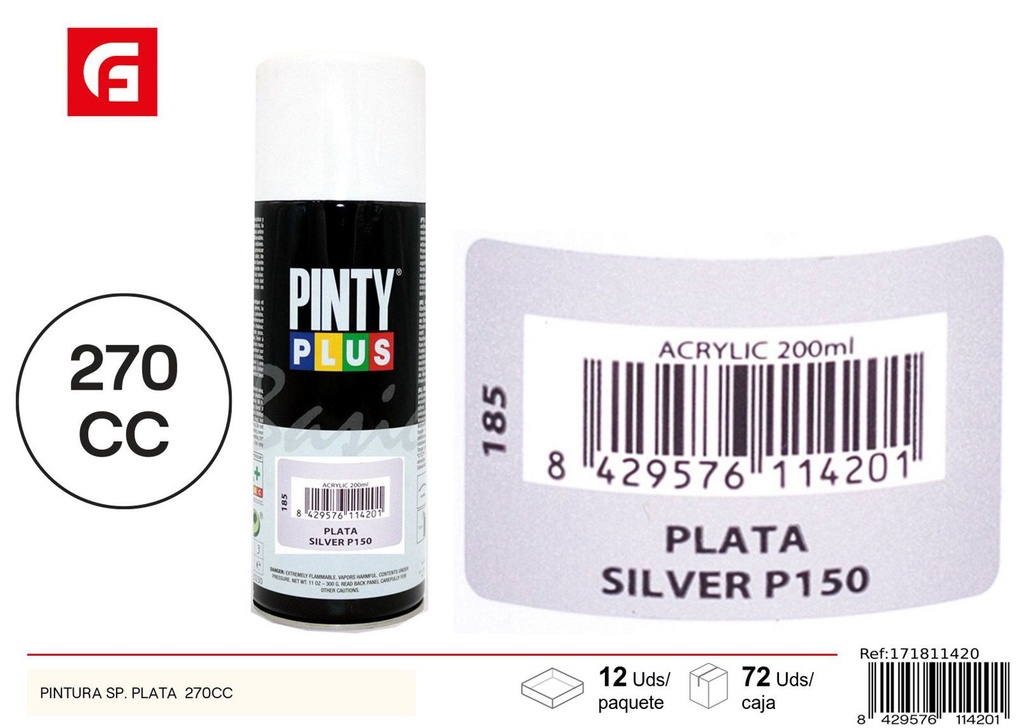 Pintyplus spray plata P150 270cc - Pintura y bricolaje