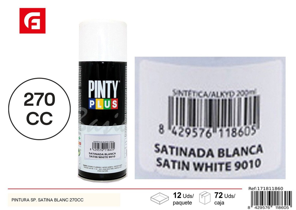 Aerosol Pintyplus satinado blanco 270cc - Pintura calidad