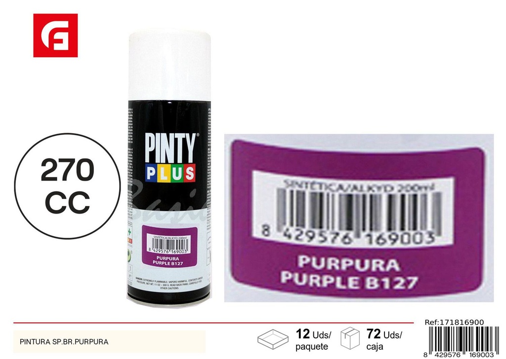 Aerosol Pintyplus púrpura 270cc - Pintura calidad