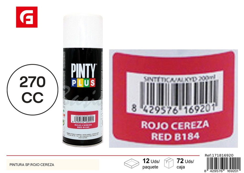 Aerosol Pintyplus rojo cereza 270cc - Pintura calidad