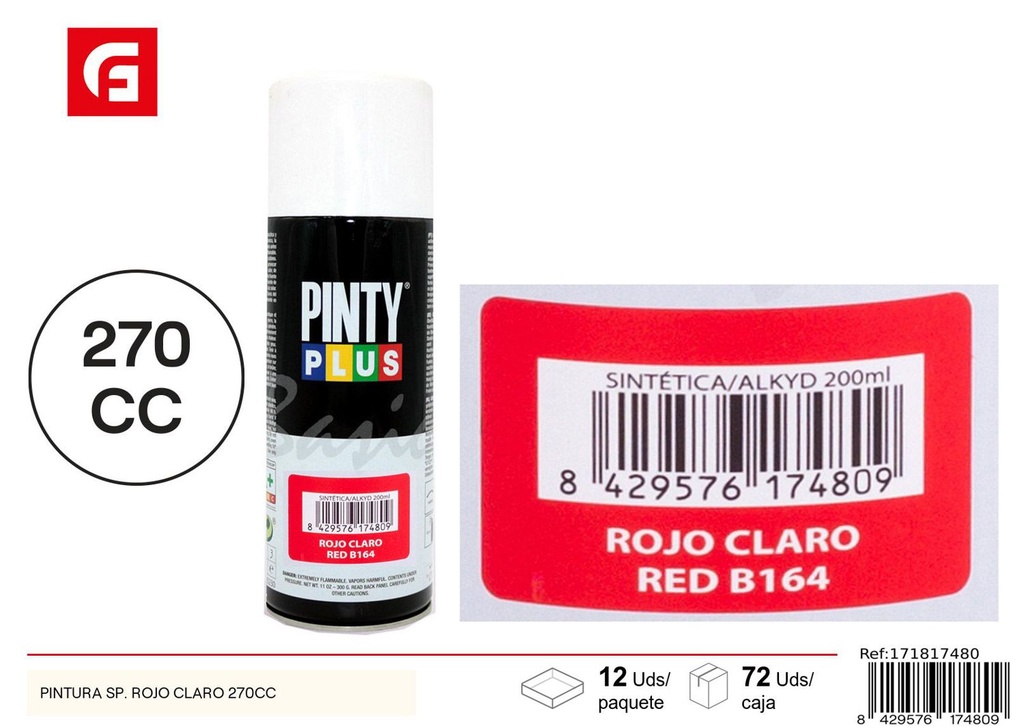 Aerosol Pintyplus rojo claro 270cc - Pintura calidad