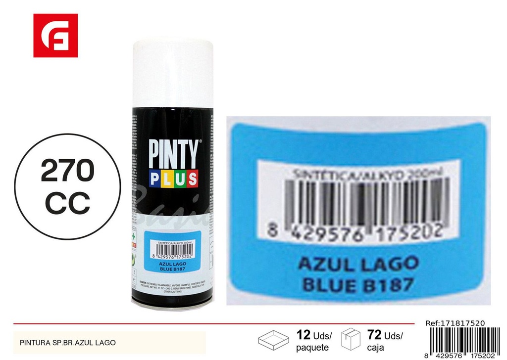 Aerosol Pintyplus azul lago 270cc - Pintura calidad