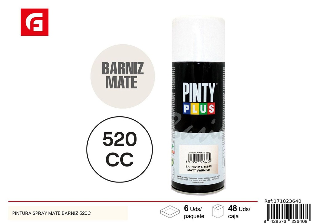 Pintura en spray Pintyplus barniz mate M199 520cc - Pinturas