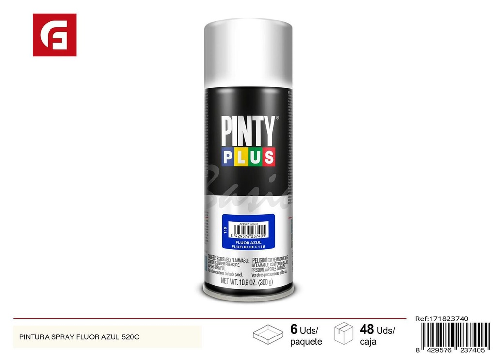 Pintura spray fluor azul 520CC - Pintura y ferretería