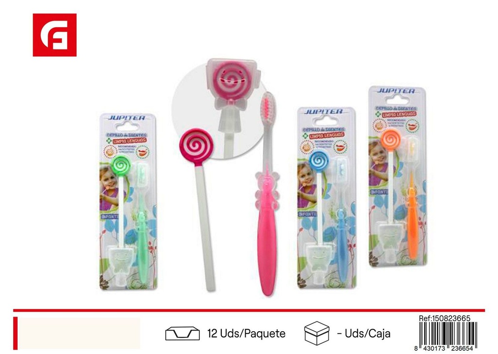 Cepillo de dientes infantil + limpiador de lengua - Higiene dental