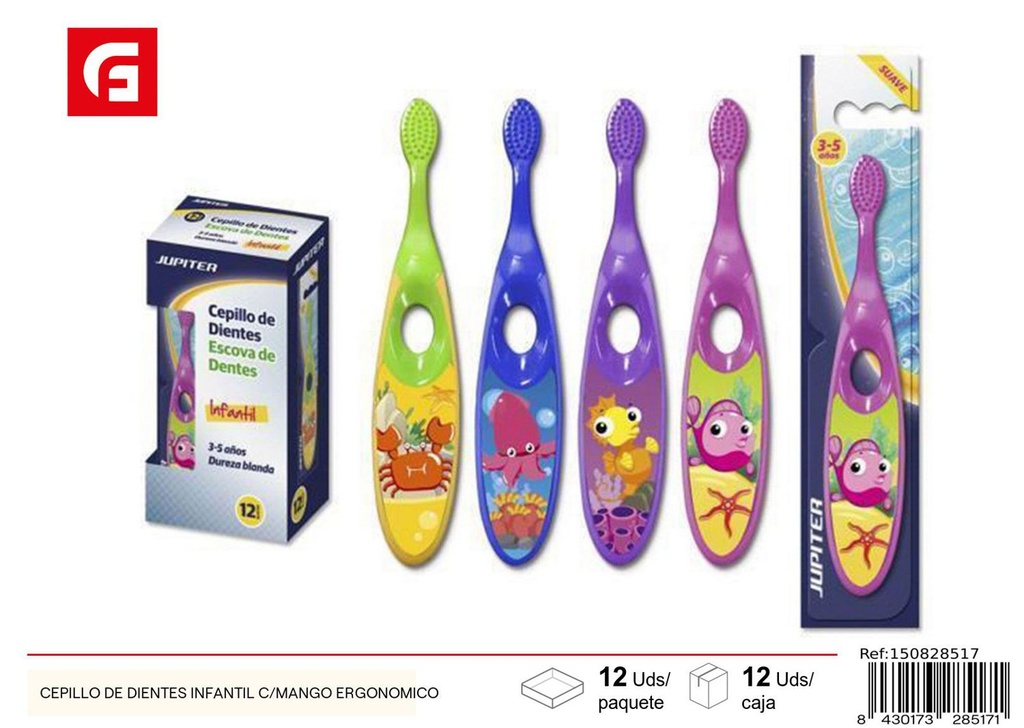 Cepillo de dientes infantil con mango ergonómico - Cuidado personal