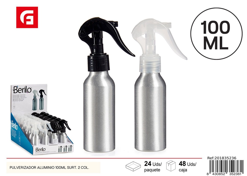 Pulverizador aluminio 100ml surt. 2 col. - Herramienta de limpieza