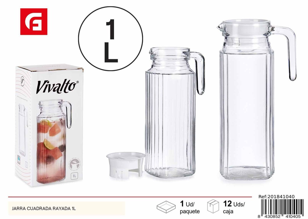 Jarra cuadrada rayada 1L - Utensilios de cocina