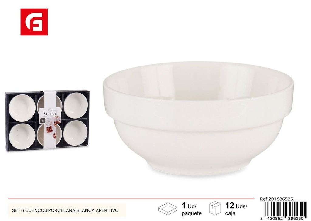Set de 6 cuencos de porcelana blanca - Artículos de cocina
