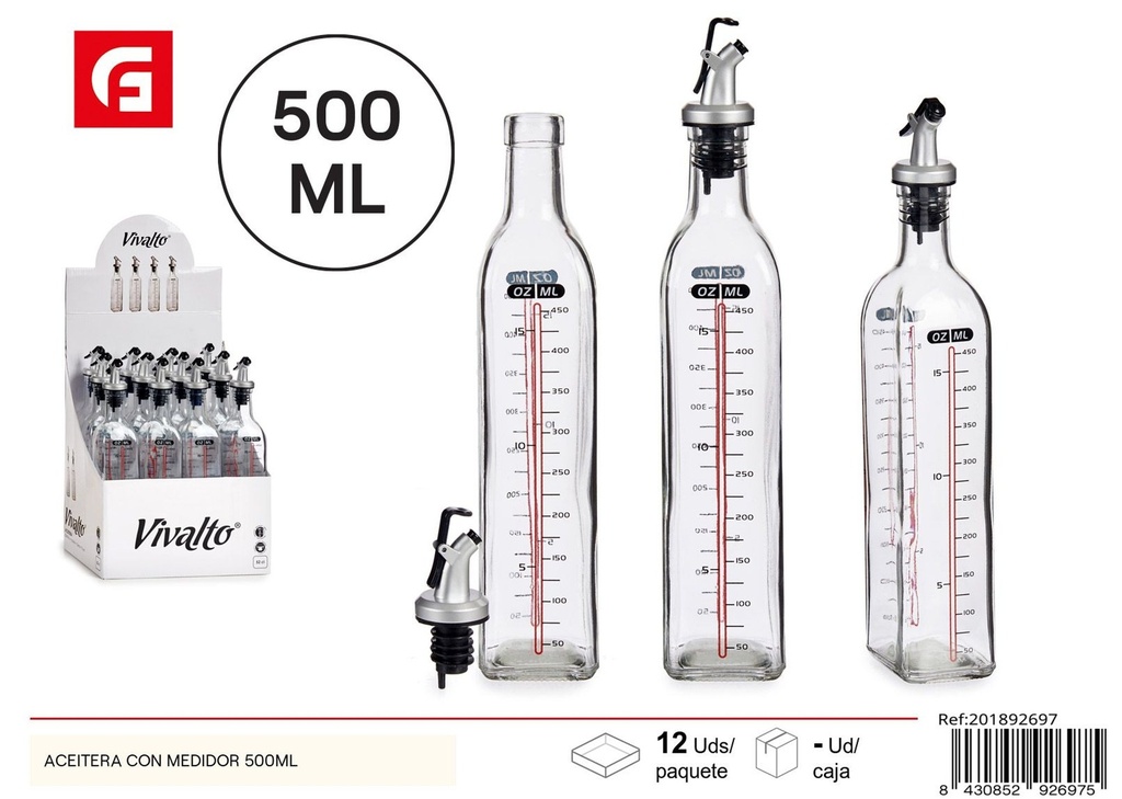 Azucarera con medidor 500ml - Aceitera funcional