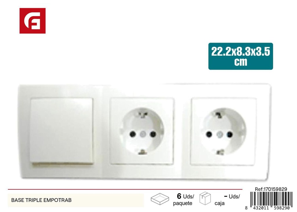 Base triple empotrable - Suministro eléctrico y conectores