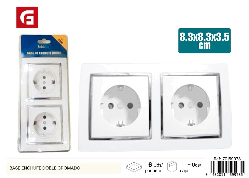 Base de enchufe doble 8.8x8.8x3.5 cm - Accesorios eléctricos