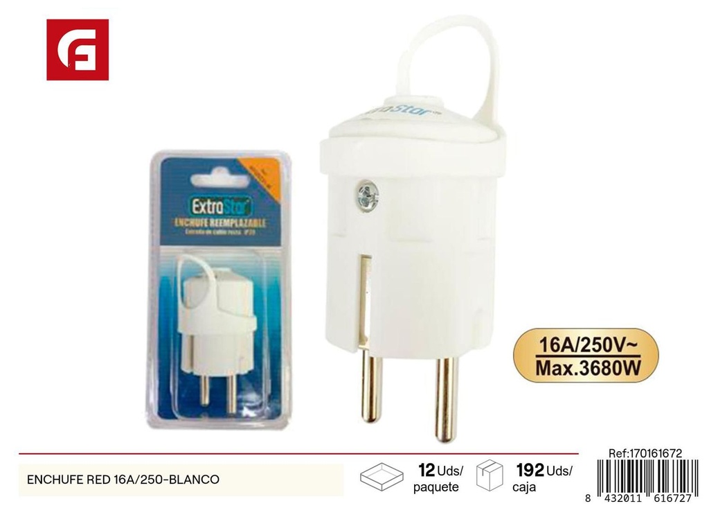 Enchufe rojo 16A/250 blanco - Accesorios eléctricos
